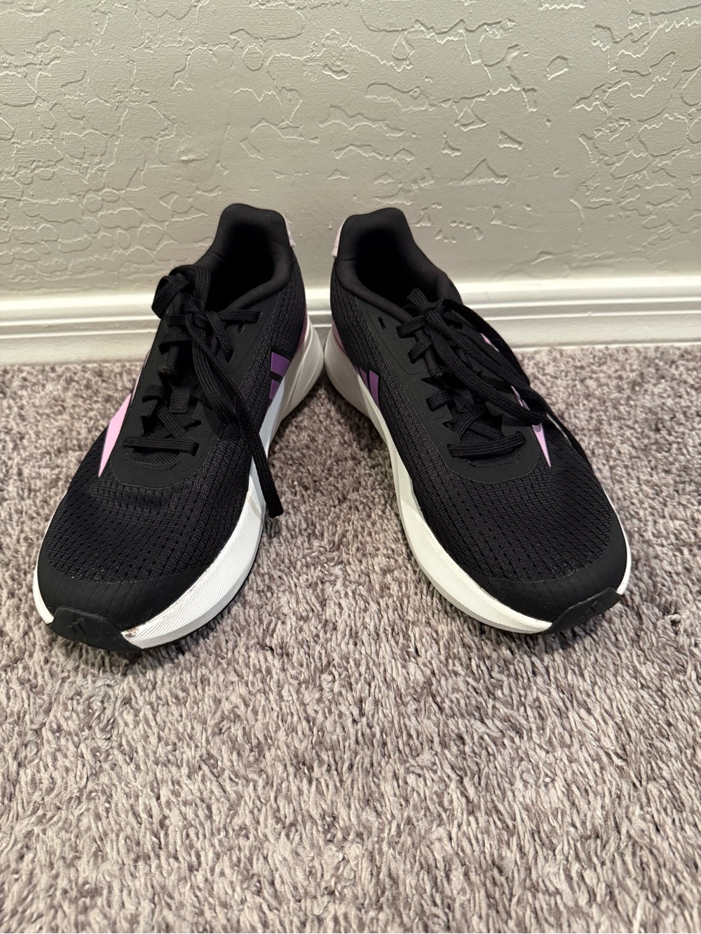 adidas Black Women's Running Shoes with Pink and Purple Accents